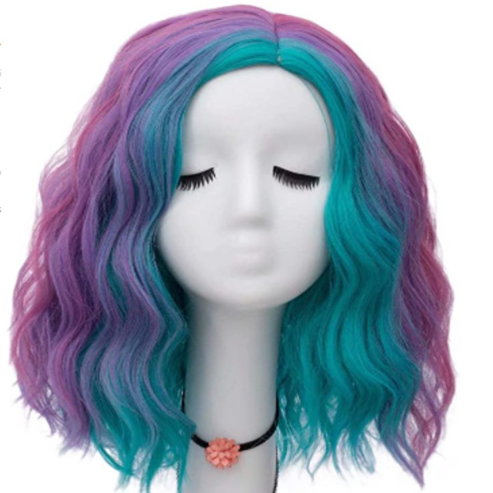 16" Blue Purple Combo Gothy Ladies Styled Wig